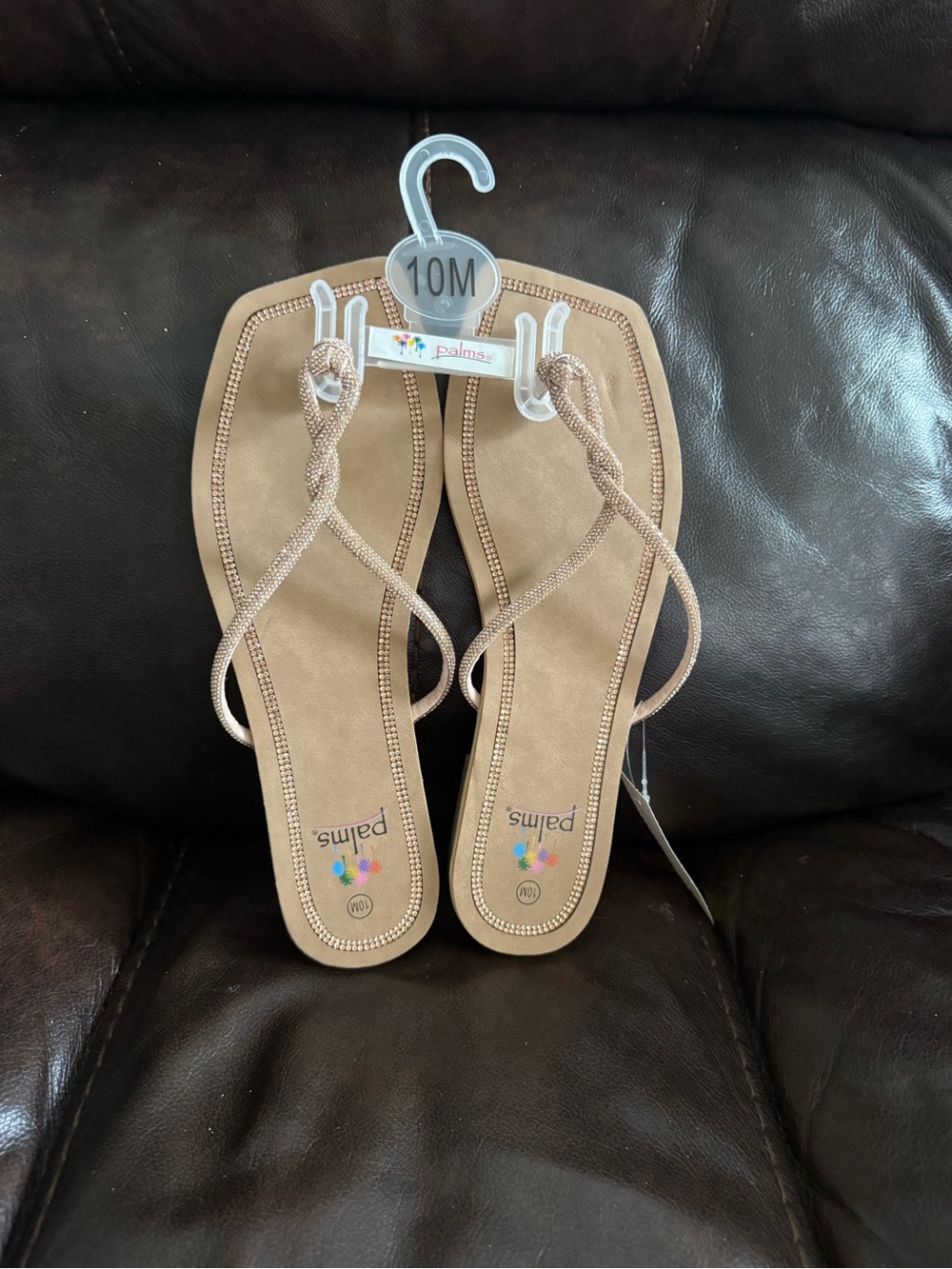 Palms Women’s Tan Braided Thong Sandals - Casual Slip-On